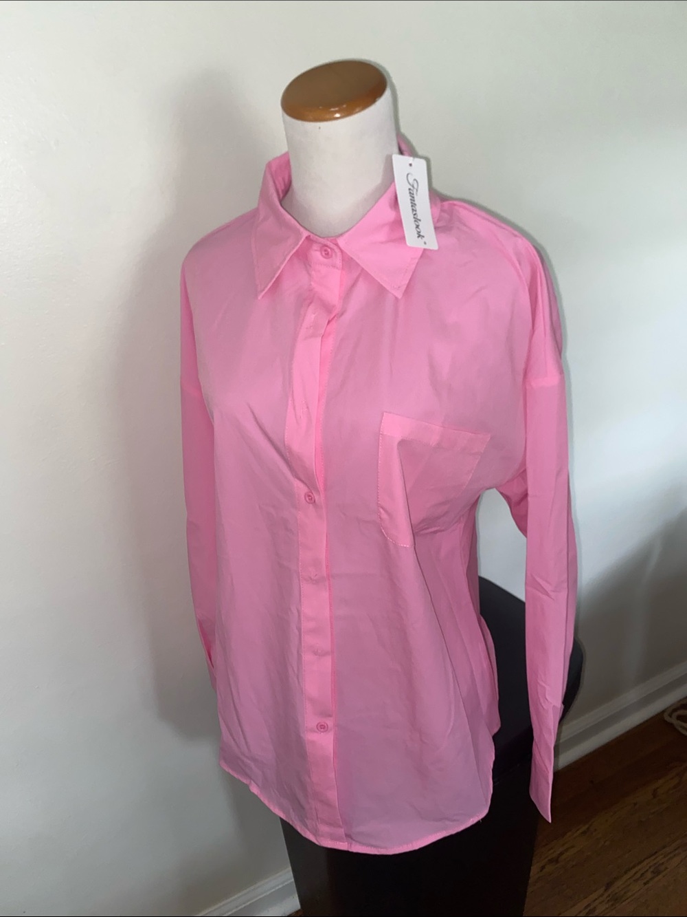 Womens Pink Button-Down Shirt